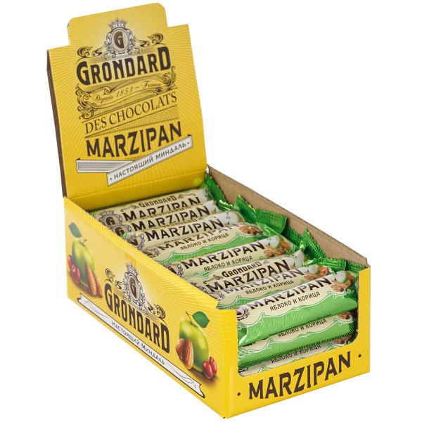 №1 TM Grondard     (9388) Батончики глазированные Марципановые Яблоко-Корица, (24шт по 50г)     в Клину