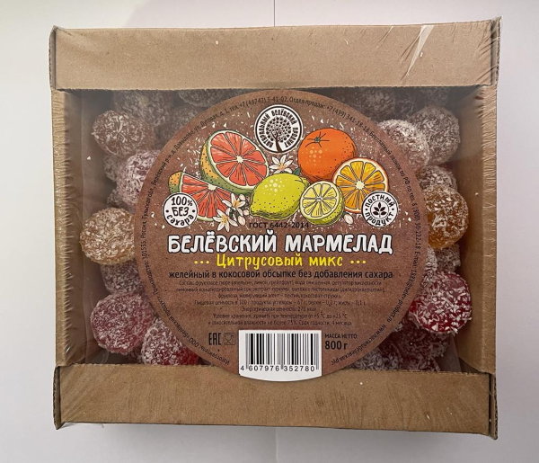 №2 Мармелад белевский на фруктозе 800г "Цитрусовый микс"    в Клину