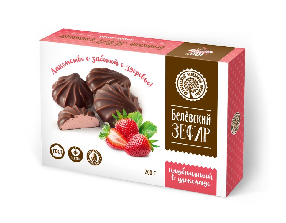   Зефир Белев 200г в шоколаде КЛУБНИЧНЫЙ      в Клину
